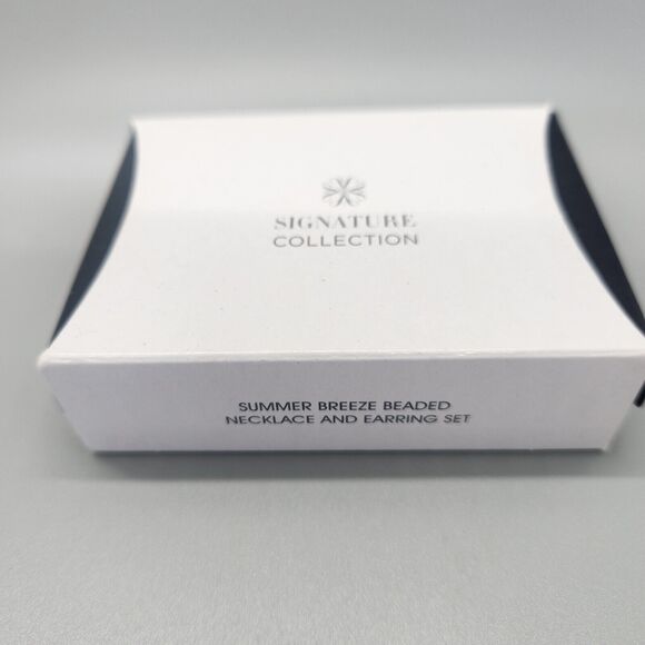 Matched Set Summer Breeze Beaded Necklace & Dangle Earrings Avon Gold Aqua Boho - Picture 3 of 9